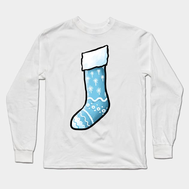 Blue Christmas Stocking Long Sleeve T-Shirt by Grasdal